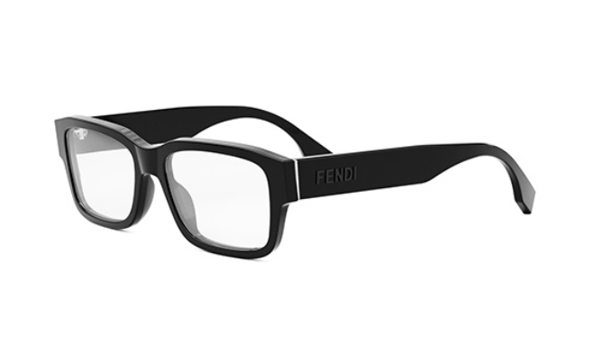 FENDI SIGNATURE FE50079I 001 Shiny Black Square Men's Eyeglasses.