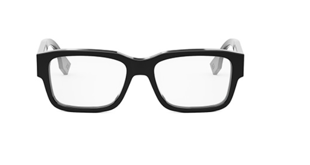 FENDI SIGNATURE FE50079I 001 Shiny Black Square Men's Eyeglasses.