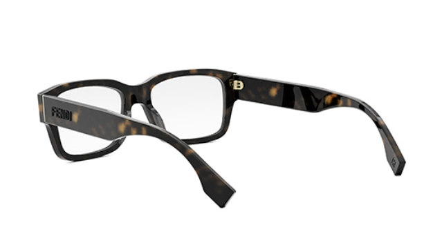 FENDI SIGNATURE FE50079I 052 Shiny Dark Havana Square Men's Eyeglasses.