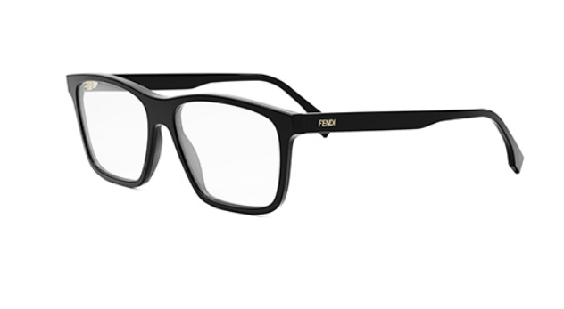 FENDI FINE FE50081I 001 Shiny Black Square Men's Eyeglasses.