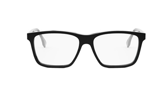 FENDI FINE FE50081I 001 Shiny Black Square Men's Eyeglasses.