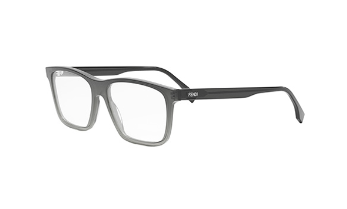 FENDI FINE FE50081I 020 Trasparent Grey Square Men's Eyeglasses.