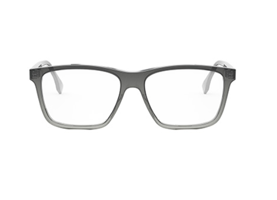 FENDI FINE FE50081I 020 Trasparent Grey Square Men's Eyeglasses.