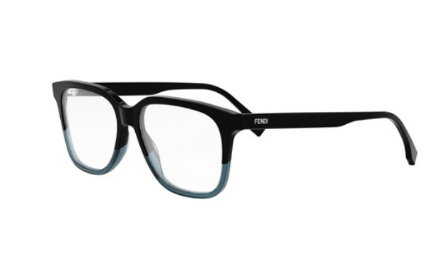 FENDI FINE FE50090I 005 Black/ Blue Square Men's Eyeglasses.