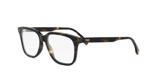 FENDI FINE FE50090I 052 Shiny Dark Havana Square Men's Eyeglasses.