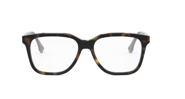 FENDI FINE FE50090I 052 Shiny Dark Havana Square Men's Eyeglasses.