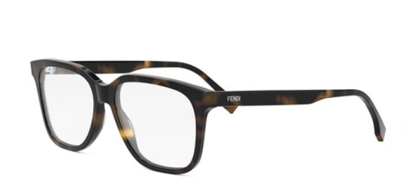 FENDI FINE FE50090I 052 Shiny Dark Havana Square Men's Eyeglasses.