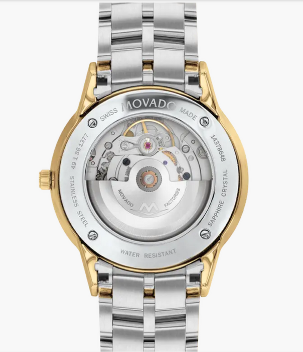 Movado 1881 Automatic Yellow PVD-finished stainless steel/Black Gold Dial 40mm Unisex Watch 0607620