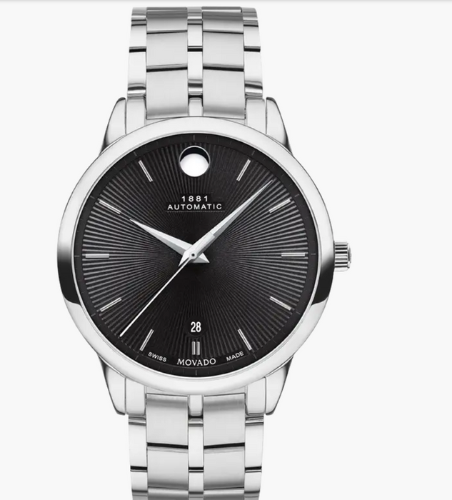 Movado 1881 Automatic Silver/Black 40mm Unisex Watch 0607618