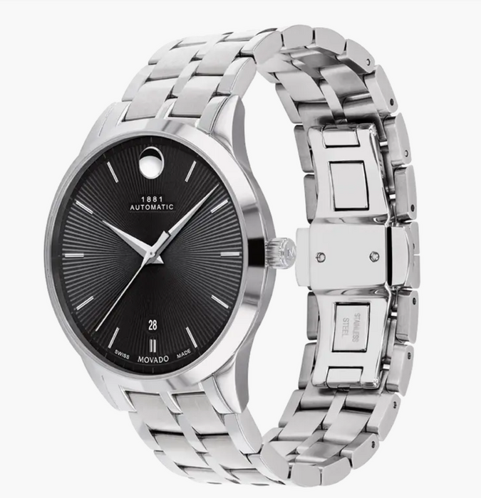 Movado 1881 Automatic Silver/Black 40mm Unisex Watch 0607618