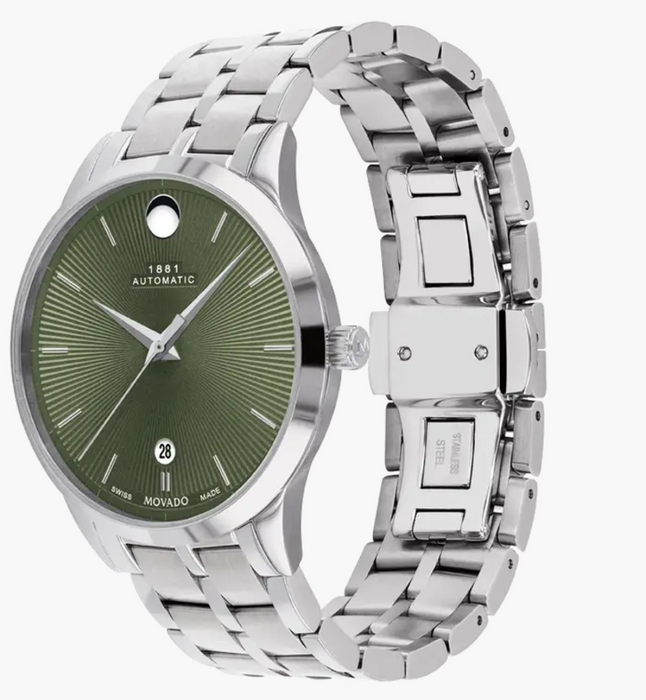 Movado 1881 Automatic Silver/Green 40mm Unisex Watch 0607852