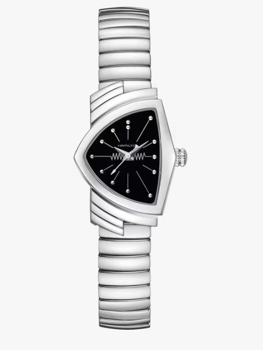 Hamilton Ventura S Quartz Black Dial Stainless Steel Triangular Quartz ...