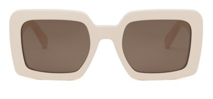 Celine Triomphe CL40304U 25E Shiny White with Brown Square Women's Sunglasses