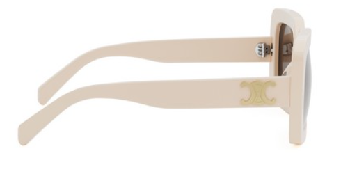 Celine Triomphe CL40304U 25E Shiny White with Brown Square Women's Sunglasses