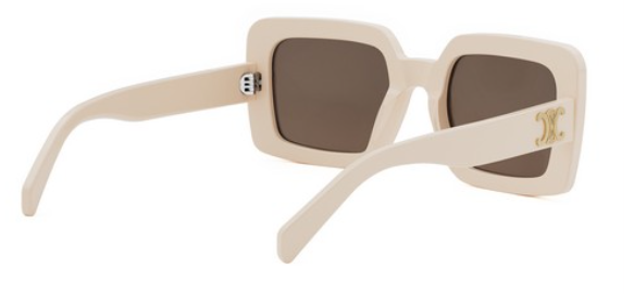 Celine Triomphe CL40304U 25E Shiny White with Brown Square Women's Sunglasses