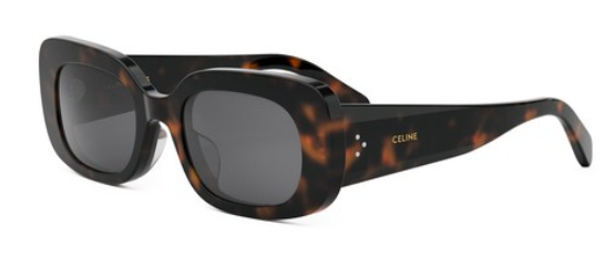 Celine 3 Dots CL 40287U 52A Shiny Havana/Grey Rectangular Women's Sunglasses