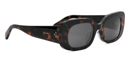Celine 3 Dots CL 40287U 52A Shiny Havana/Grey Rectangular Women's Sunglasses