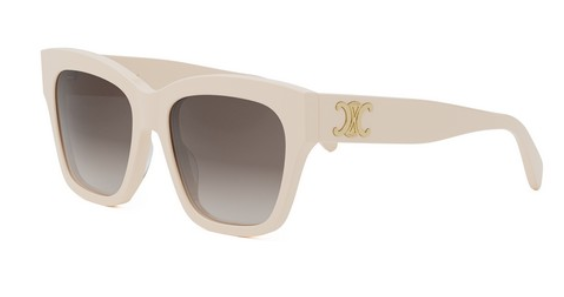 Celine TRIOMPHE CL40253I 25F Shiny White/Gradient Brown Geometric Women's Sunglasses.