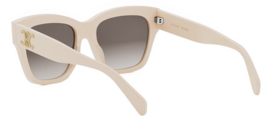 Celine TRIOMPHE CL40253I 25F Shiny White/Gradient Brown Geometric Women's Sunglasses.