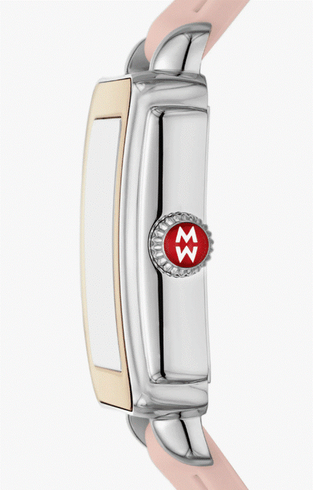 Michele Women's Deco Sport Gold Mother of pearl Pink strap Watch MWW06K000075