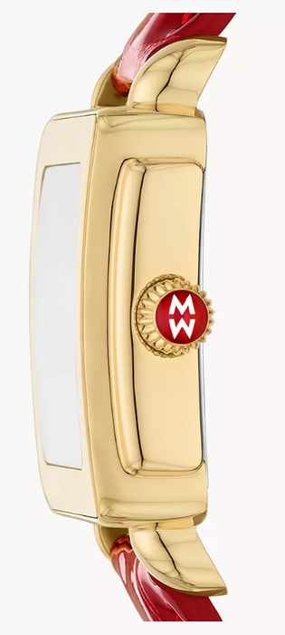 Michele Deco Mid Sport White Dial with Red Strap Women's Watch MWW06H000005
