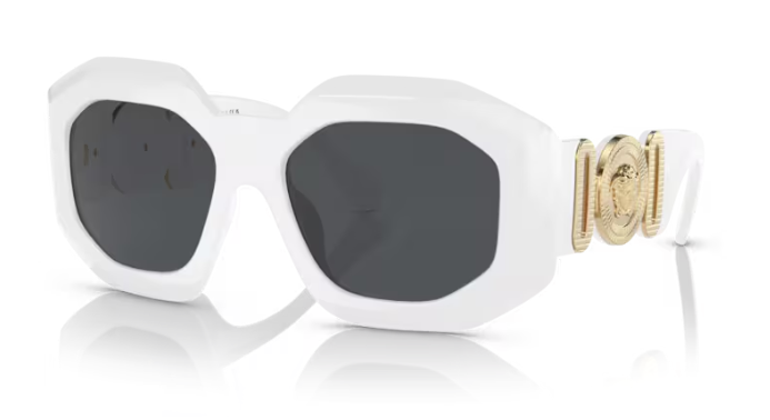 Versace 0VE4424U 314/87 White-Gold/Dark Gray Oval Women's Sunglasses