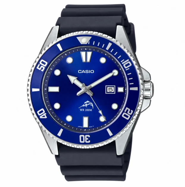Casio Analog Blue Dial Resin Band Rotary bezel Men's Watch MDV106B-2AV