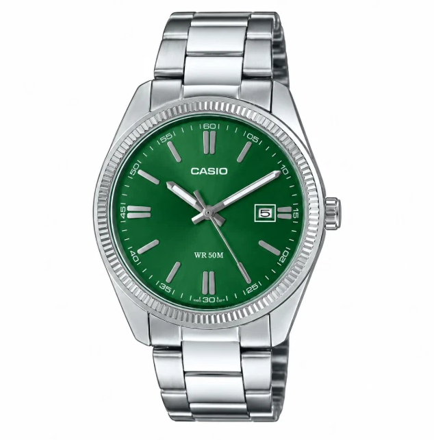 Casio Vintage Green Dial Stainless Steel Men's Watch MTP1302D-3AVT