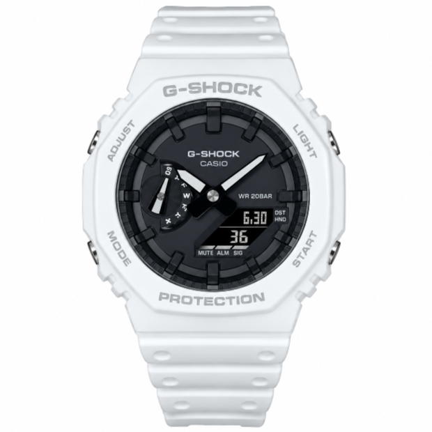 Casio G-Shock Analog & Digital Black Dial White Resin Men's Watch GA2100-7A