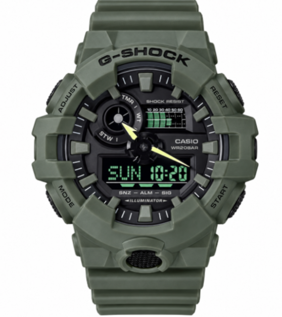 Casio G-Shock Analog-Digital GA-700 Series Olive Green Watch GA700UC-3A