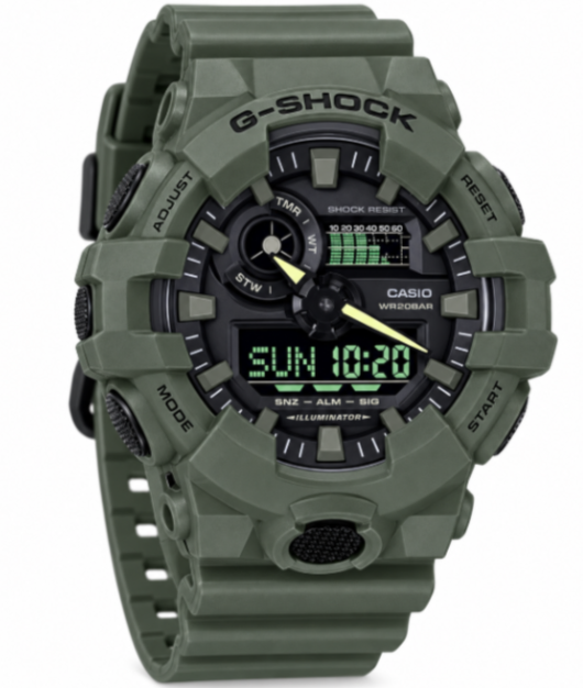 Casio G-Shock Analog-Digital GA-700 Series Olive Green Watch GA700UC-3A