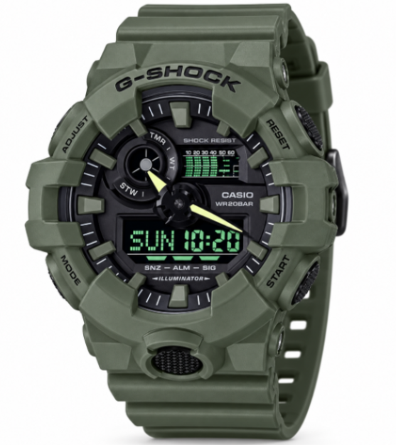 Casio G-Shock Analog-Digital GA-700 Series Olive Green Watch GA700UC-3A
