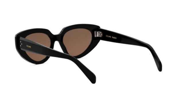 Celine BOLD 3 DOTS CL 40286I 01E Shiny Black/Brown Organic Cat Eye Women's Sunglasses.