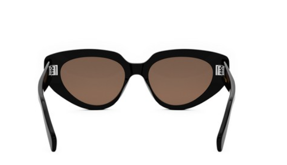 Celine BOLD 3 DOTS CL 40286I 01E Shiny Black/Brown Organic Cat Eye Women's Sunglasses.