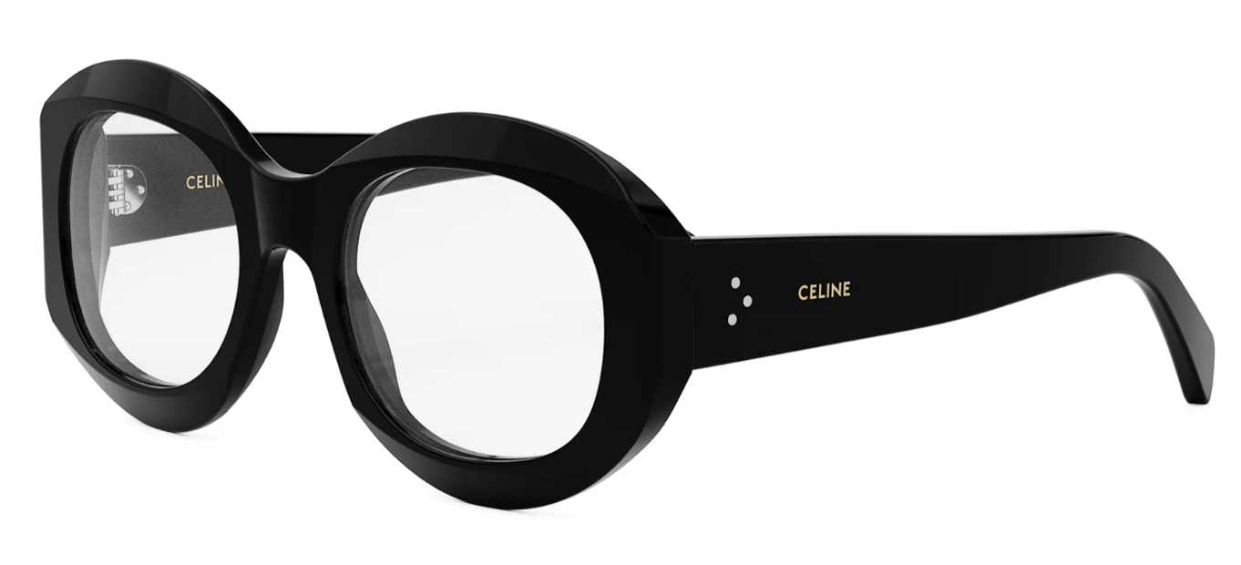 Celine 3 DOTS CL50149I 001 Shiny Black Round Women's Eyeglasses.