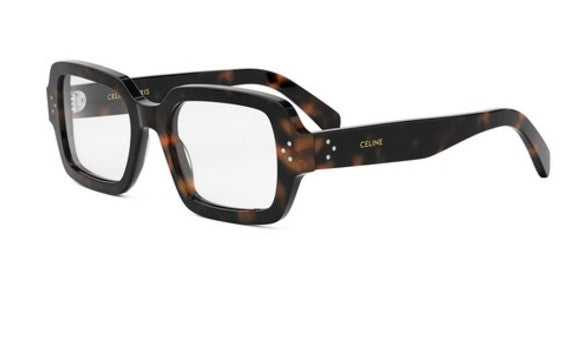 Celine 3 DOTS CL50147I 052 Shiny Dark Havana Square Women's Eyeglasses