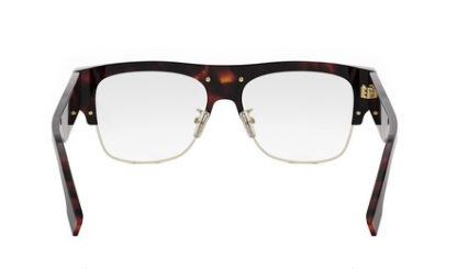 FENDI Fendigraphy FE50095U 055 Shiny Coloured Havana Clear Soft Square Metal Men's Eyeglasses.