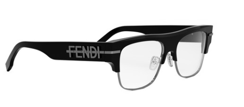 FENDI Fendigraphy FE50095U 001 Shiny Black Clear Soft Square Men's Eyeglasses.