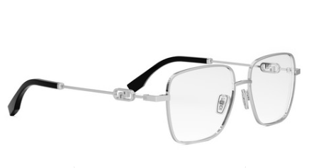 Fendi O'LOCK FE50102F 016 Shiny Palladium Squared Metal Men's Eyeglasses.