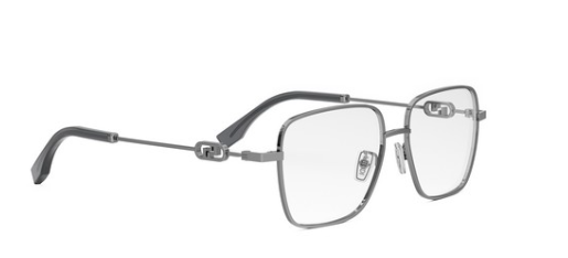 Fendi O'LOCK FE50102F 012 Grey Squared Metal Men's Eyeglasses.