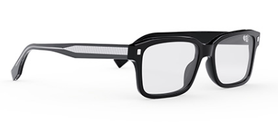 FENDI FE50030I 001 Shiny Black Clear Geometric Men's Eyeglasses.