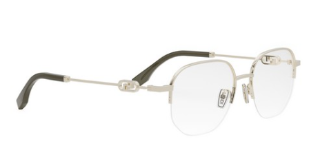 Fendi O'LOCK FE50104F 032 Shiny Clear Gold Geometric Metal Men's Eyeglasses.