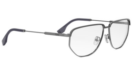 FENDI Travel FE50096U 012 Grey Clear Geometric Metal Men's Eyeglasses.