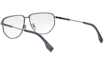 FENDI Travel FE50096U 012 Grey Clear Geometric Metal Men's Eyeglasses.