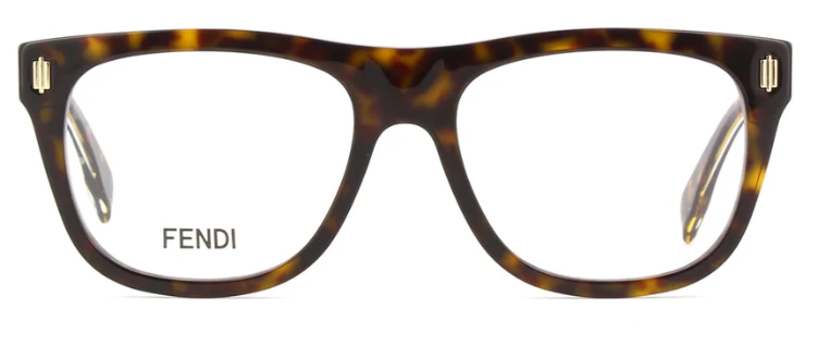 FENDI FE50070I 052 Shiny Dark Havana Round Men's Eyeglasses.