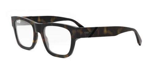 FENDI Diagonal FE50089I 052 Shiny Dark Havana Round Men's Eyeglasses