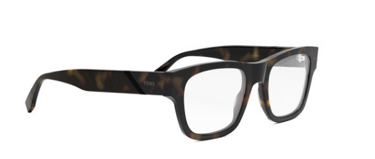 FENDI Diagonal FE50089I 052 Shiny Dark Havana Round Men's Eyeglasses