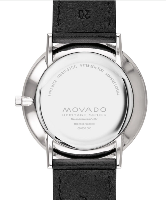 Movado SILHOUETTE 3650130 Black leather strap/Black with Arabic index 40mm Unisex Watch