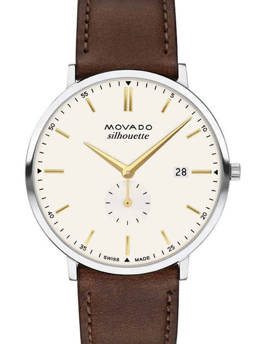 Movado SILHOUETTE 3650187 Chocolate Leather strap/Ivory with Arabic index with index 40mm Unisex Watch