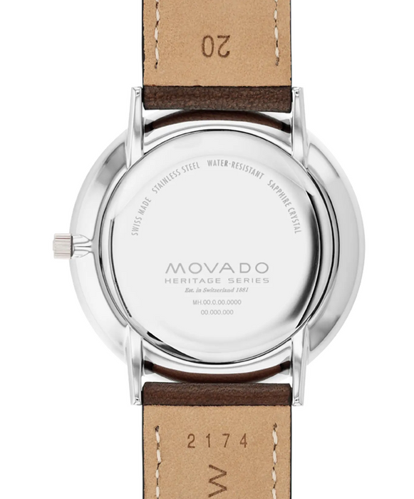 Movado SILHOUETTE 3650187 Chocolate Leather strap/Ivory with Arabic index with index 40mm Unisex Watch